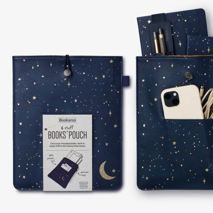 IF Moon & Stars - Bookaroo Books Stuff Pouch, Dark Blue/Gold