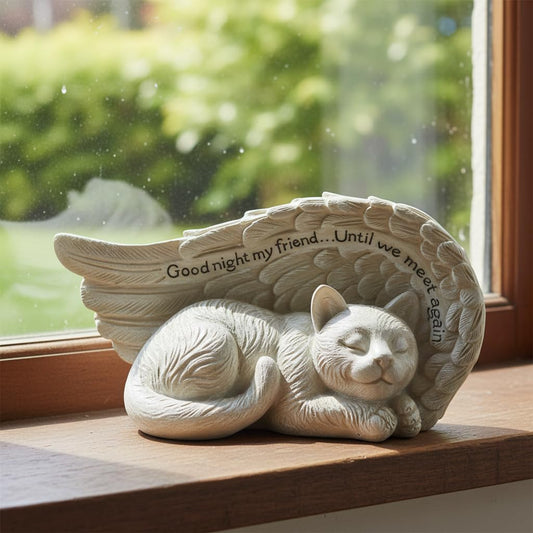 Comfy Hour 8.2 Inch Cat Memorial Figurine, Angel Wing Statue