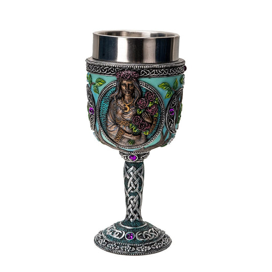 Pacific Trading Triple Goddess Wine Goblet Made of Polyresin With Stainless Steel Rim