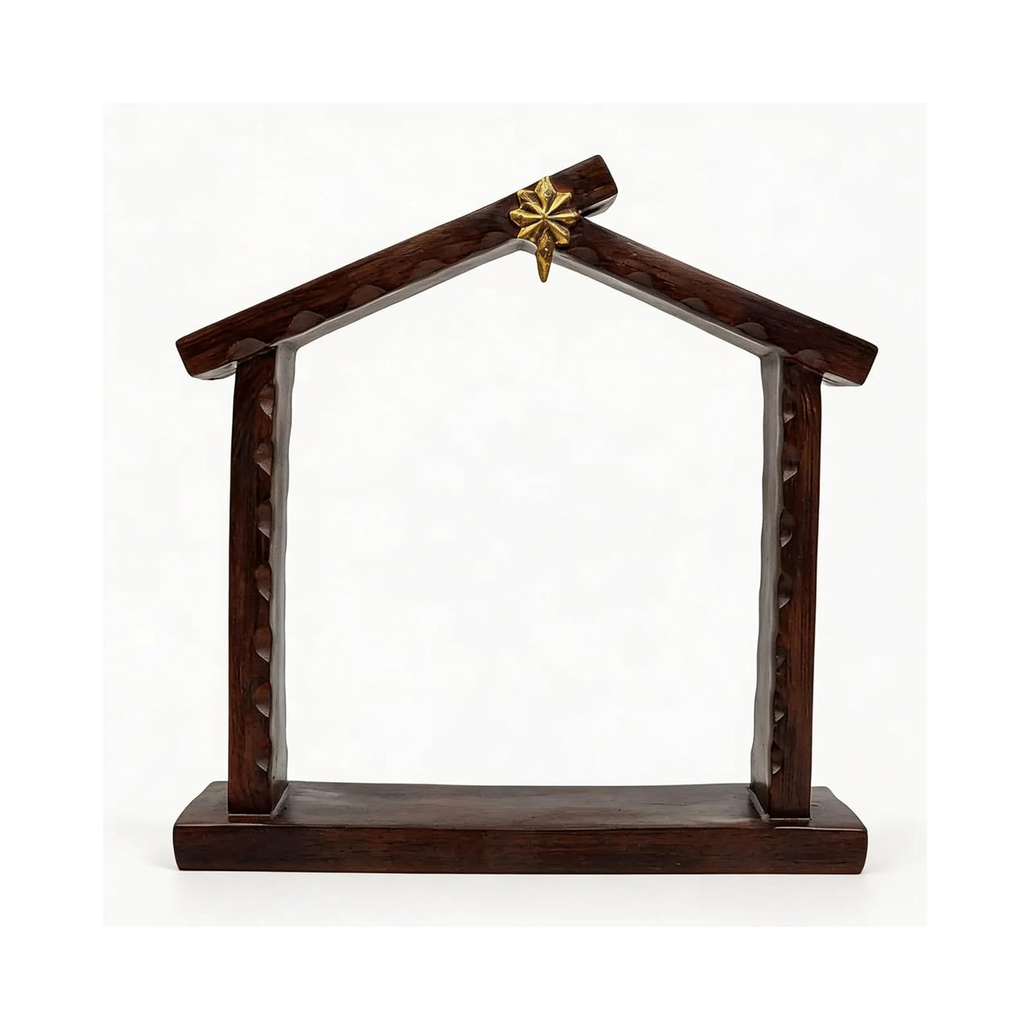 Comfy Hour 9.1 Inch Nativity Stable, Rustic Creche with Star