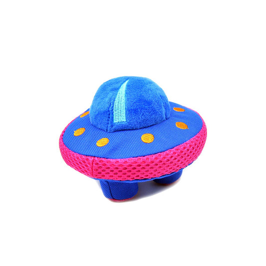 HugSmart Pet - Paw Invasion UFO |Cute Squeaky Plush Dog Toys For Small Medium Dogs | Textured Sandwich Mesh Teething toys for Pupppies