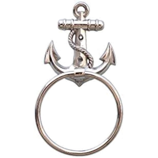 Hampton Iron Handcrafted Model Ships Chrome Anchor Towel Holder 9" - Anchor Home Decor - Nautical Decorative