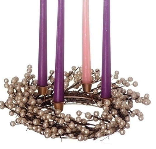 Roman 14" Champagne Berry Advent Wreath