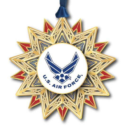 Beacon Design 3" Vibrant Brass U.S. Air Force Star Decorative Christmas Ornament