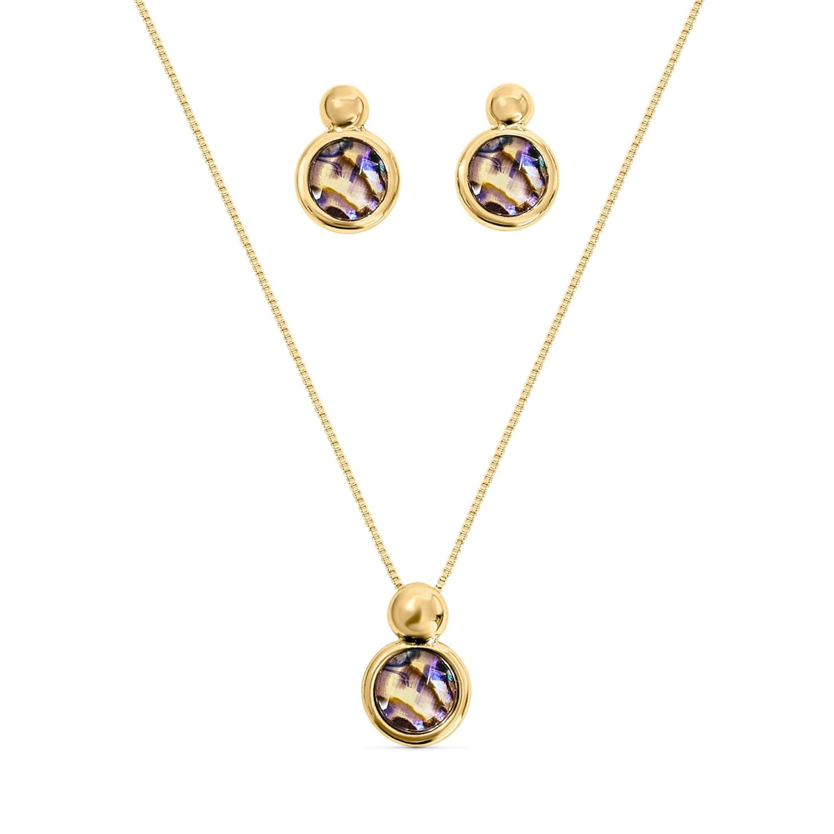 BStones Jewelry Set, Yellow Gold, Abalone