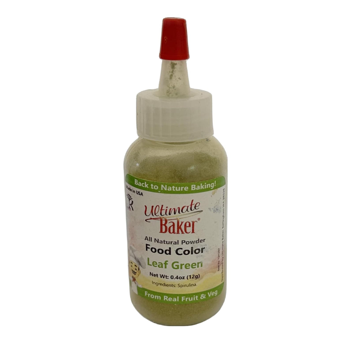 Ultimate Baker All Natural Leaf Green Food Color - Kosher Leaf Green Food Coloring Powder for Airbrush or Gel Paste Cake Decorating (12grams)