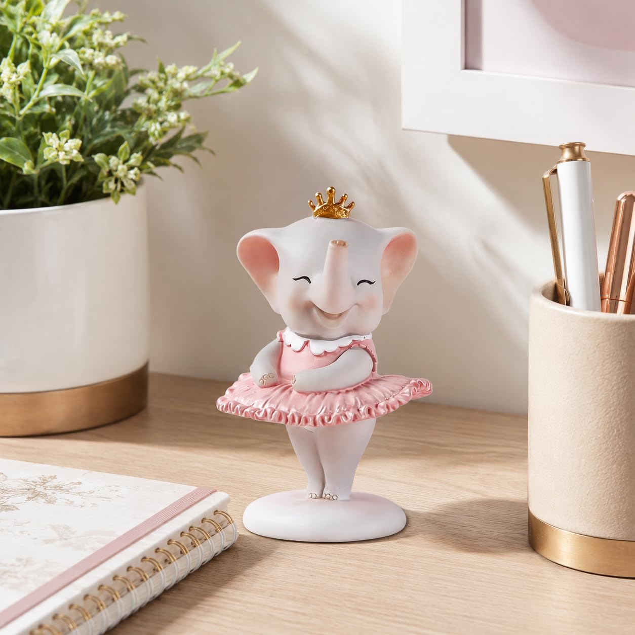 Comfy Hour 4.5 Inch Ballerina Elephant Figurine, Pink Cake Topper