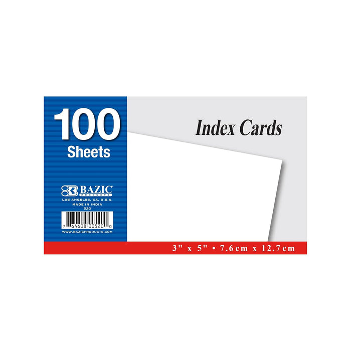 BAZIC PRODUCTS Card Stock, 3 X 5, White