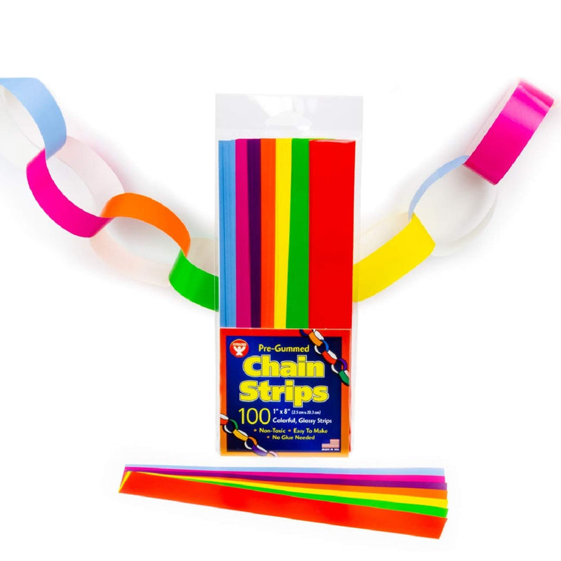 Hygloss Stick-A-Licks-Chain Arts & Crafts-Classroom Activities-Fun for Kids-Super Strips-Size 1” x 8” -100 Pcs, Colors May Vary