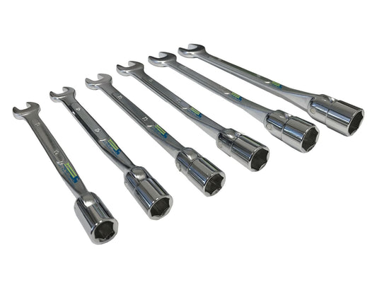 EZ Travel Distribution EZ Travel Flex Socket Wrenches Set (6pc) 6 Point Wrench Set With Flexible Heads and Open Ends Metric Wrenches Set