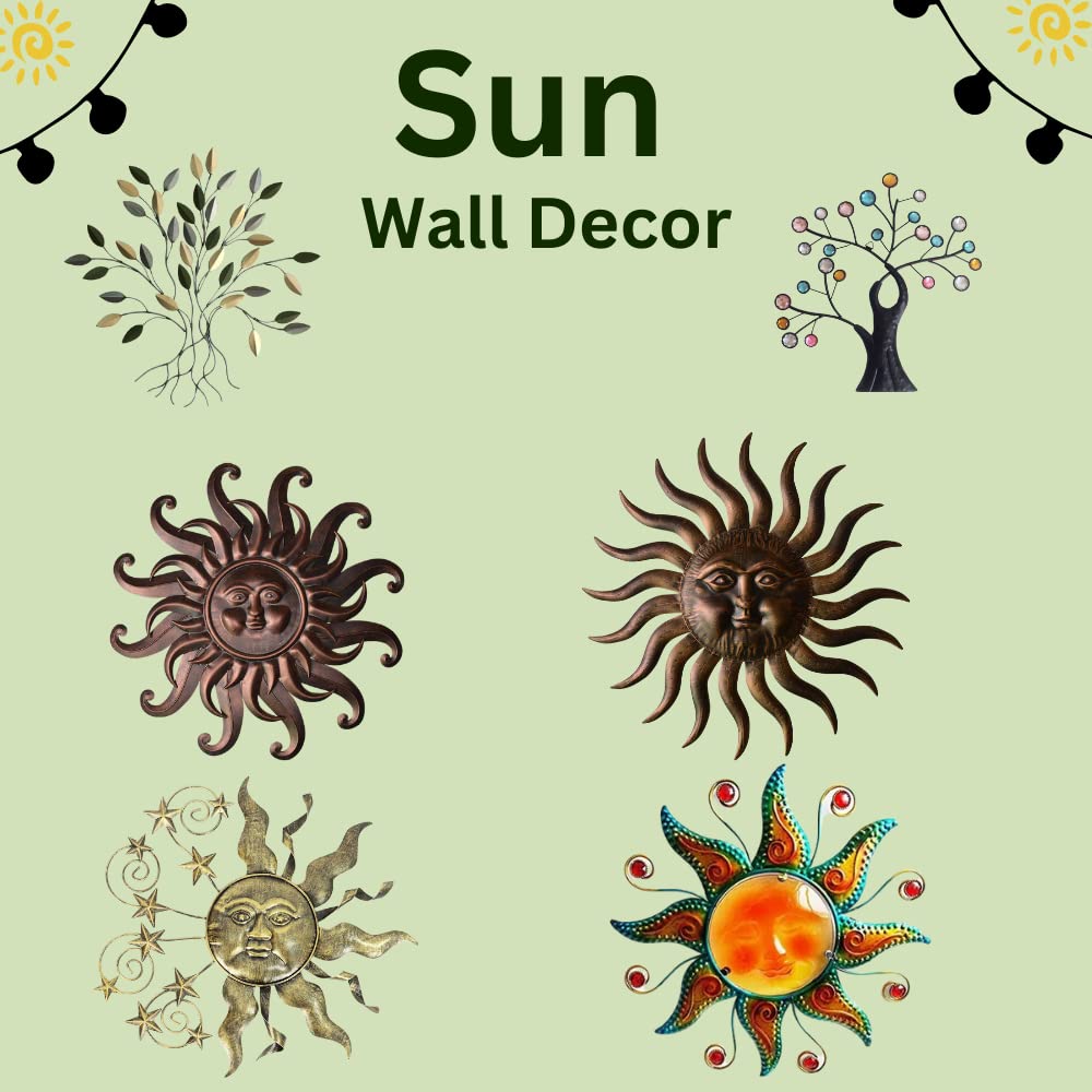Comfy Hour 25 Inch Large Metal Sun Wall Decor, Sun Face Outdoor