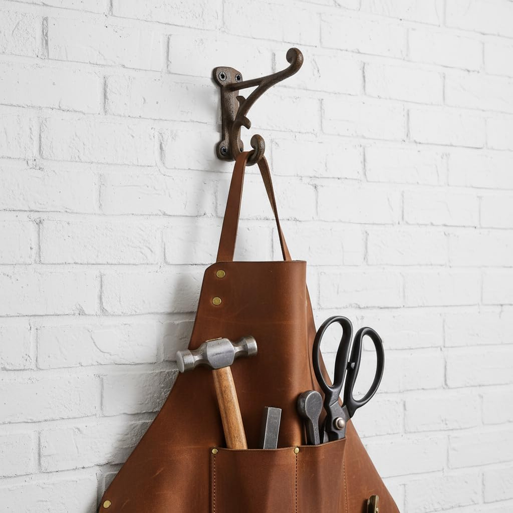 Comfy Hour Antique & Vintage Interior Decor Collection Cast Iron Single Coat Hook Key Hook Clothes Rack Wall Hanger - Heavy Duty, Brown, Recycled, Decorative Gift Idea