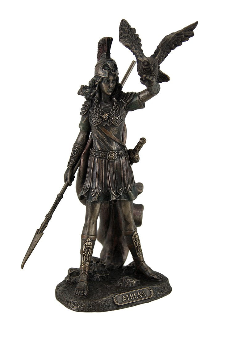 Unicorn Studio Athena - Greek Goddess Of Wisdom And War with Owl Statue