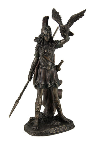 Unicorn Studio Athena - Greek Goddess Of Wisdom And War with Owl Statue