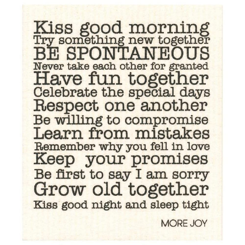 More Joy Rules of Love Sentiment Dishcloth, Pack of 2, Tea Towel, Kitchen Accessories