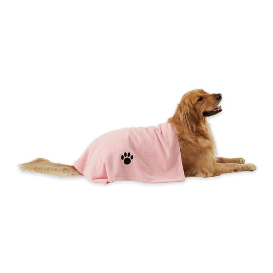 DII Design Bone Dry Pet Drying Collection Embroidered Terry Microfiber, Pet Towel X-Large, Pink