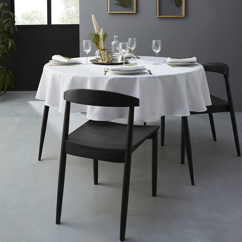 Coucke 3152192033438 Plain White Round Cotton Tablecloth, Cotton, White, 235 x 235 x 0,03 cm