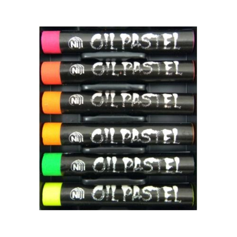 Yasutomo Niji Non Toxic Oil Pastel Set, Fluorescent Color, Set of 6, Assorted fluorescent.