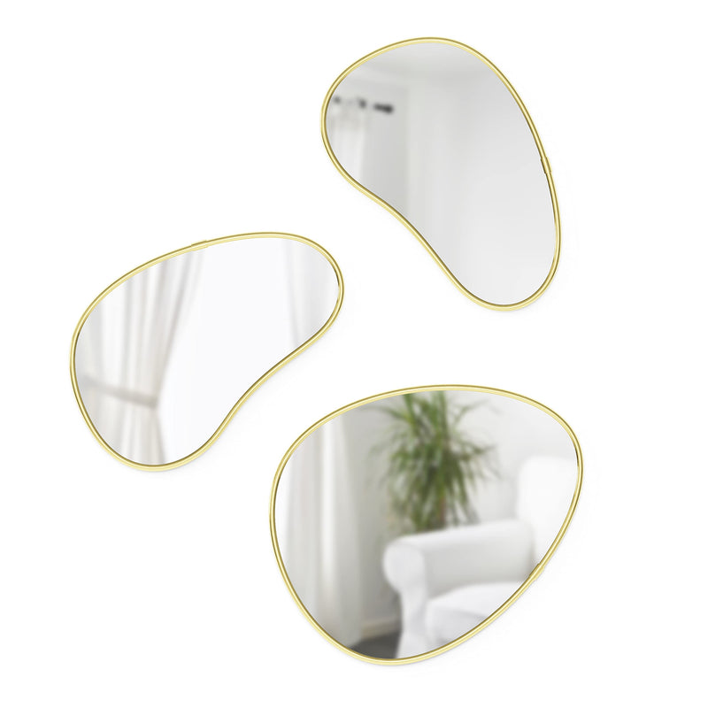 Umbra Hubba Pebble Mirrors, Set of 3, Brass