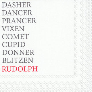 Boston International IHR 3-Ply Cocktail Beverage Paper Napkins, 5 x 5-Inches, Reindeer