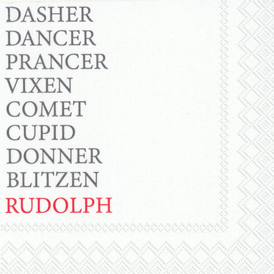 Boston International IHR 3-Ply Cocktail Beverage Paper Napkins, 5 x 5-Inches, Reindeer