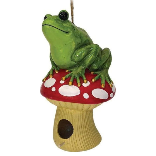 Spoontiques 10096 Frog on Musroom Birdhouse, Multicolored