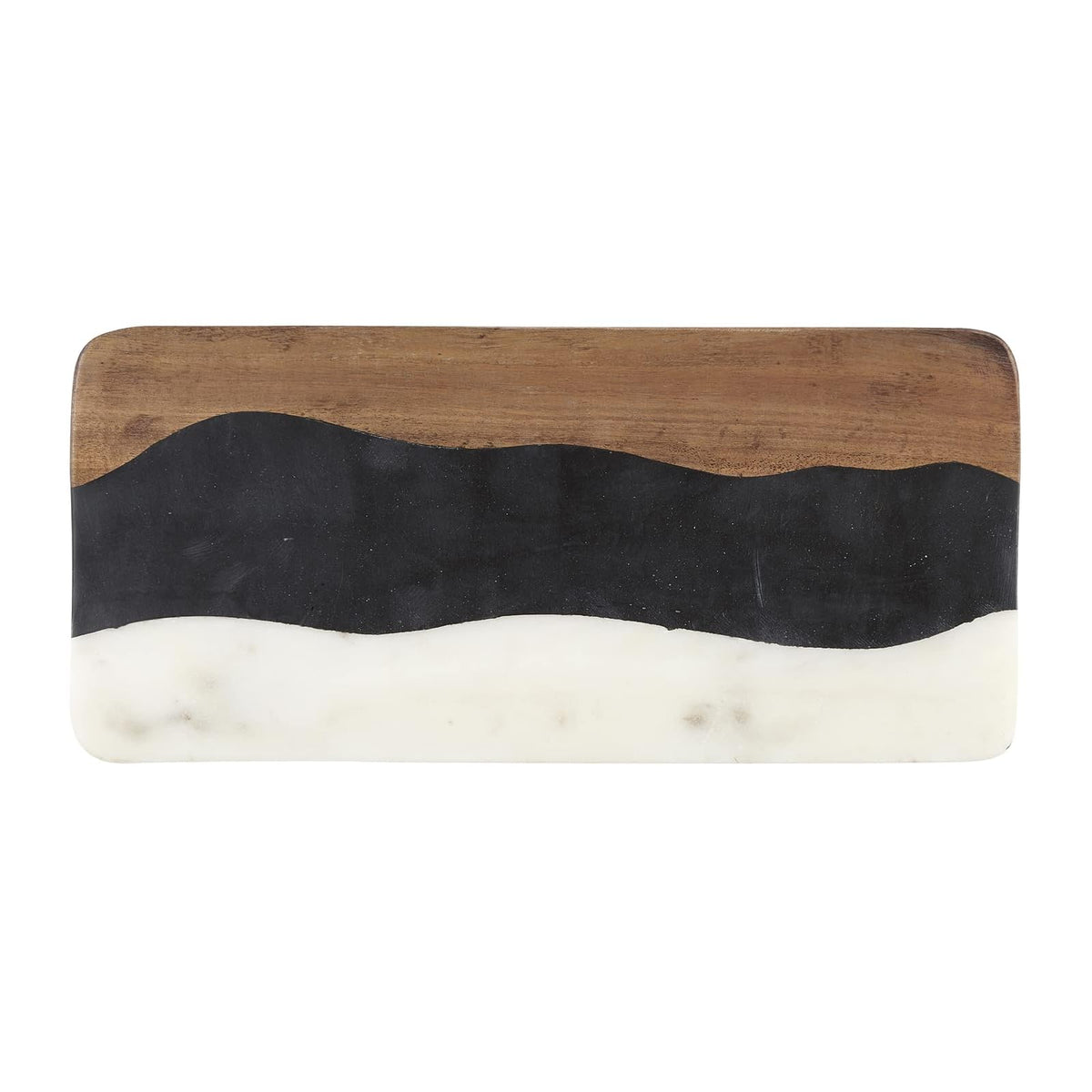 Santa Barbara Design Studio Tray, 15.5" x 7" x 0.5", White/Black/Acacia