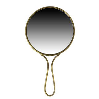 HomArt 5010-14 Lena Round Hand Mirror, 10.5-inch Height, Brass