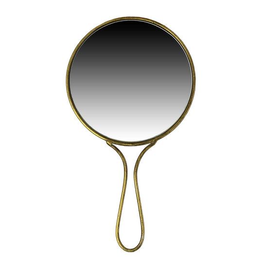 HomArt 5010-14 Lena Round Hand Mirror, 10.5-inch Height, Brass