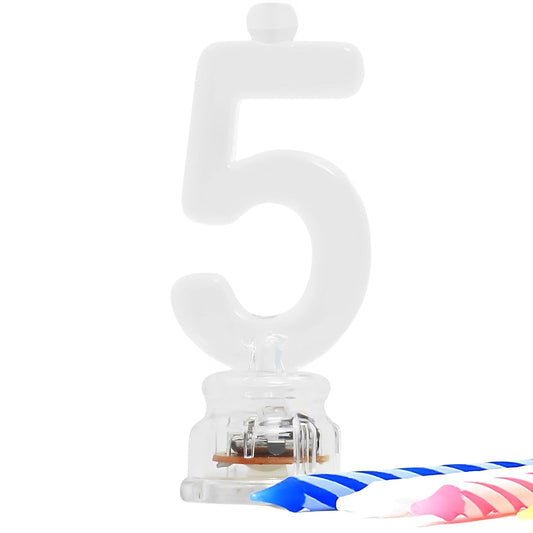 Unique Industries Unique party decoration Multicolor Flashing Number 5 Cake Topper & Birthday Candle Set, 5pc, 3"
