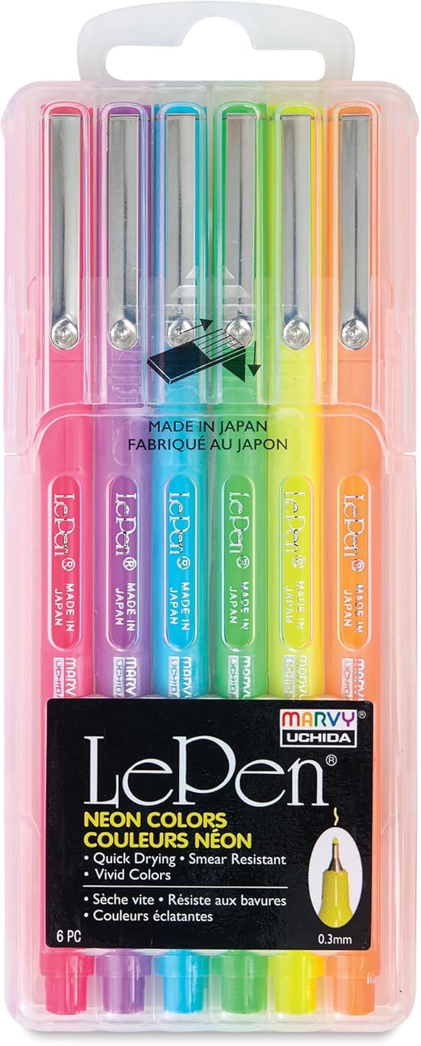 Uchida 6 Piece Le Neon Pen, Set