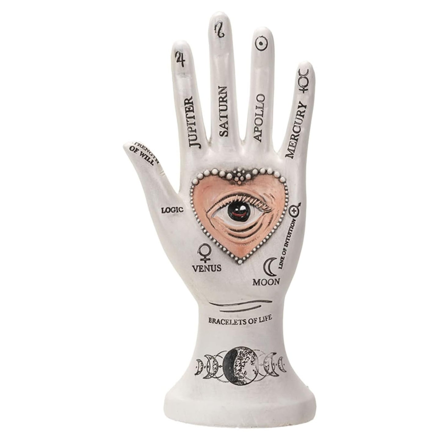 Pacific Trading Giftware Palmistry Hand Figurine, Collectible Polyresin Statue and Jewelry Holder, 4.33 Inches x 2.56 Inches x 8.86 Inches