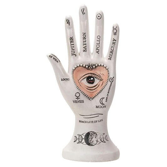 Pacific Trading Giftware Palmistry Hand Figurine, Collectible Polyresin Statue and Jewelry Holder, 4.33 Inches x 2.56 Inches x 8.86 Inches