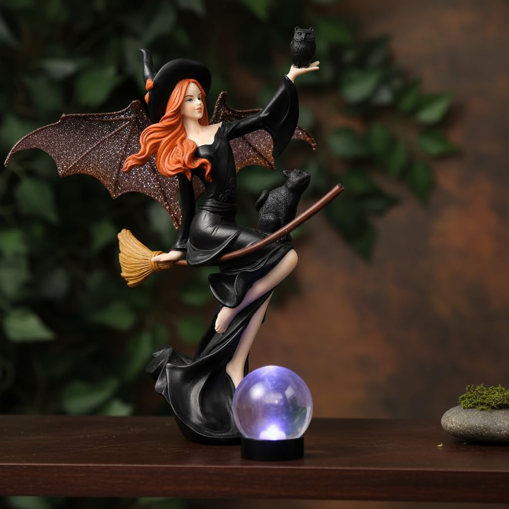 Comfy Hour 9 Inch Dark Fairy Witch Figurine, Gothic Shelf Decor