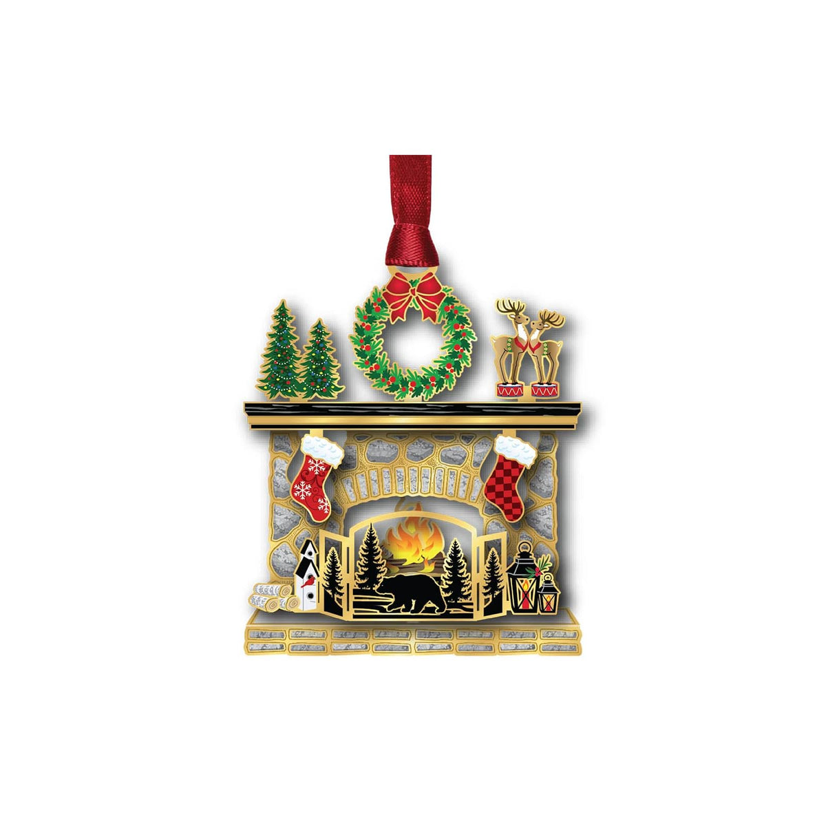 Beacon Design Hanging Ornament, 2.8" x 2.3", Gold,red