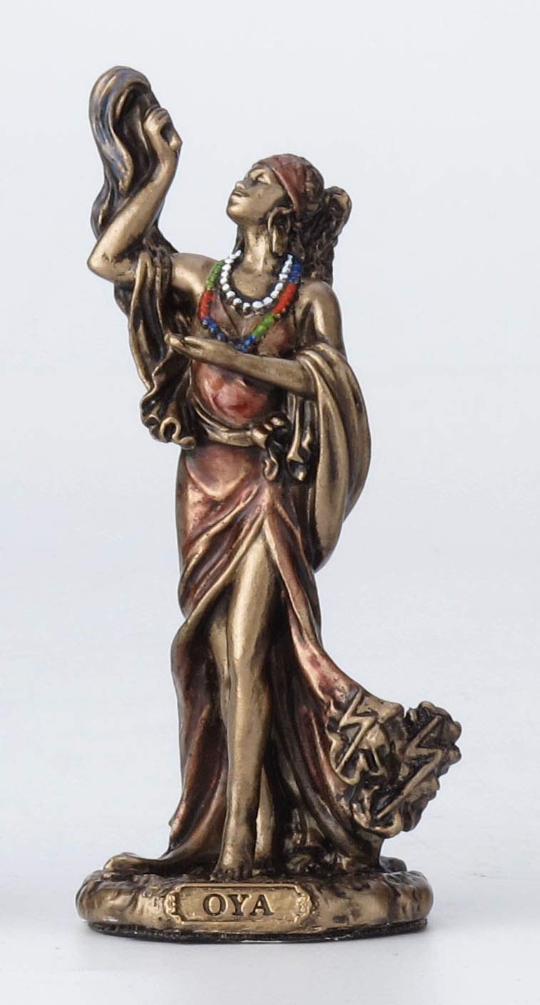 Unicorn Studio Veronese Design 3 7/8 Inch OYA -Santeria Orisha Goddess of Wind, Storm and Transformation Cast Resin Hand Painted Antique Bronze Finish Statue Home Decor