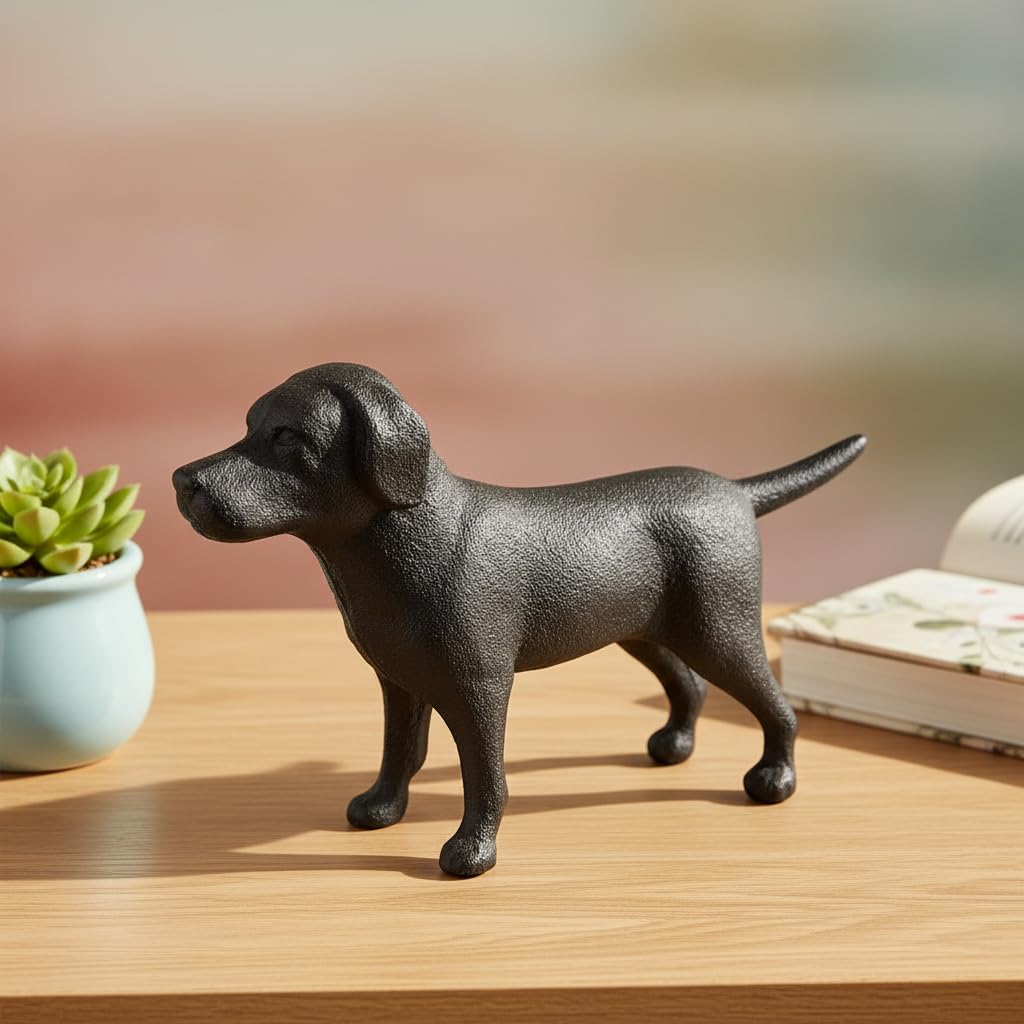 Comfy Hour Antique & Vintage Interior Decor Collection, Animal Edition Cast Iron 7.6" Standing Dog Figurine, Gift for Dog Person, Antique Black