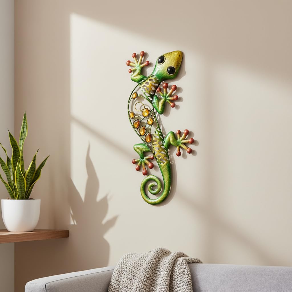 Comfy Hour Gecko Wall Art Collection 15" Metal Art Lizard Wall Decor
