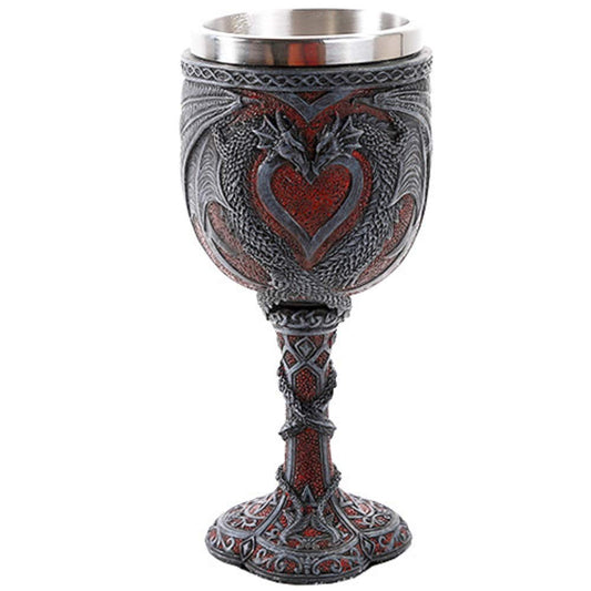 Pacific Trading Giftware Double Dragon Heart Love Goblet Wine Cup 7 inch