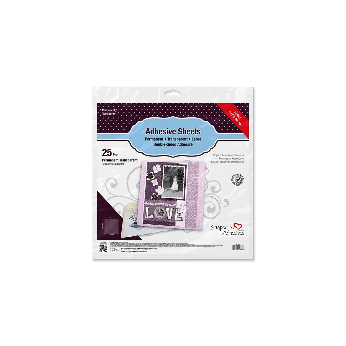 Scrapbook Adhesives Adhesive Tapes, 12 by 12-Inch, Clear