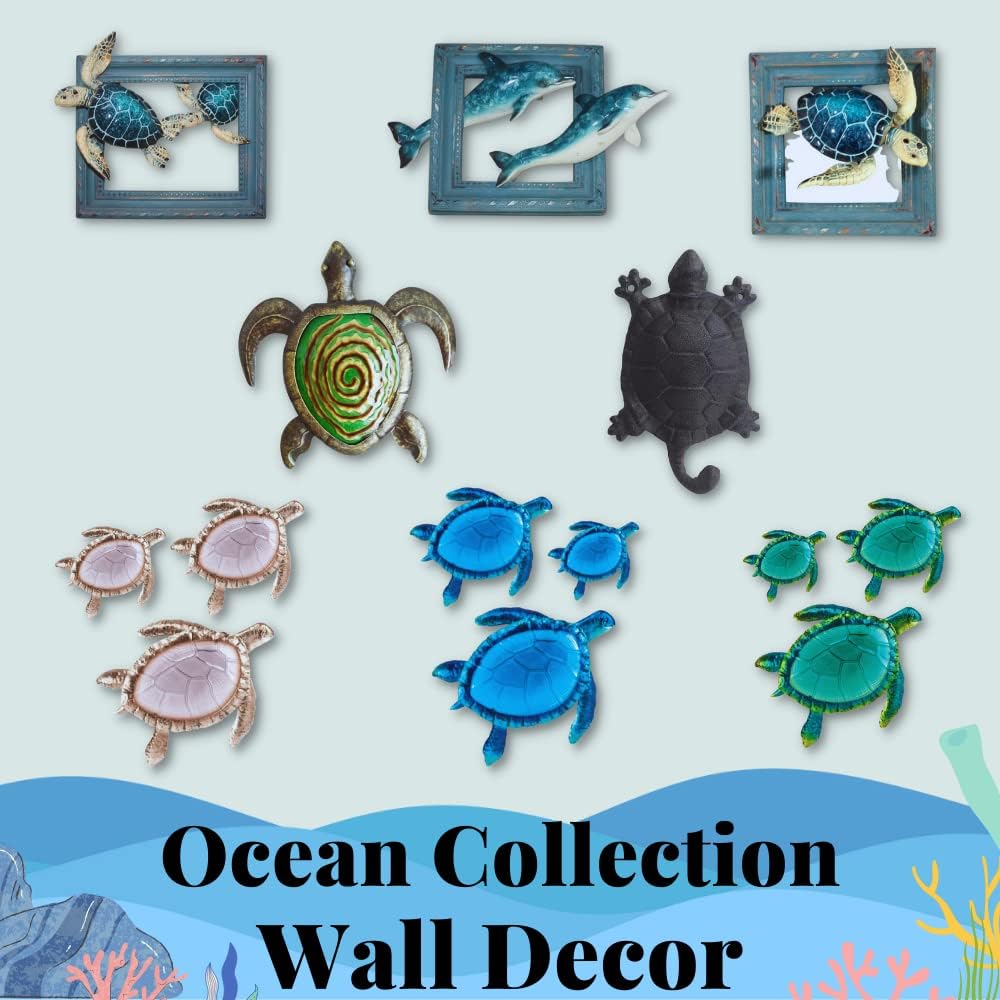 Comfy Hour Under The Sea Collection 6" Two Swimming Dolphins Coastal Ocean Theme 3D Wall Decorative Frame, High Gloss Finish, Polyresin