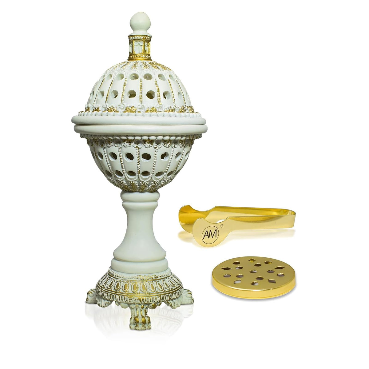 AM Incense Holder, Globe, White