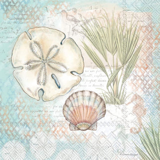 Boston International IHR Ideal Home Range 3-Ply Paper Napkins Coastal Tropical Beach Designs, 20-Count Cocktail Size, Sand Dollar