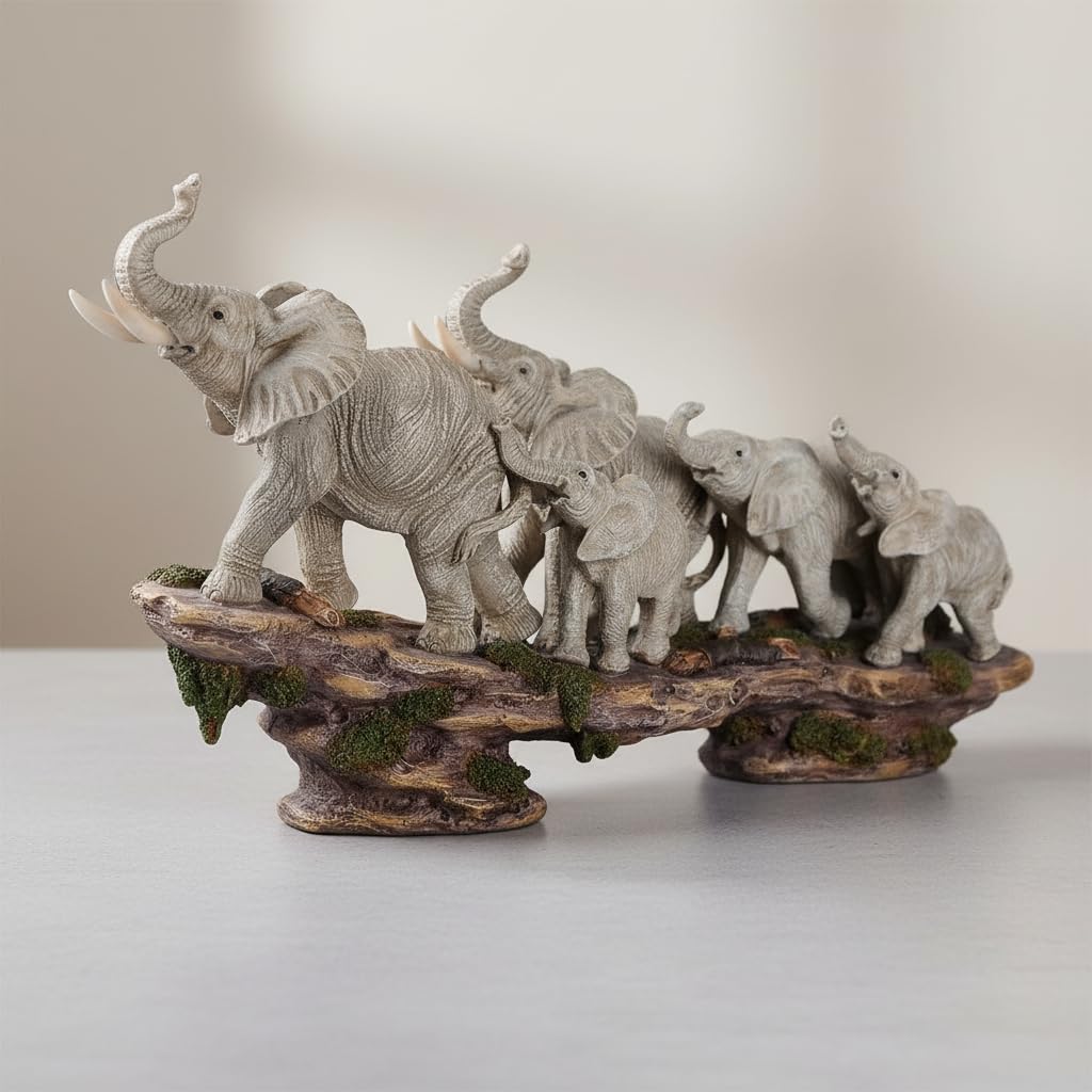 Comfy Hour 14 Inch Elephant Statue, Elephant Family Decor
