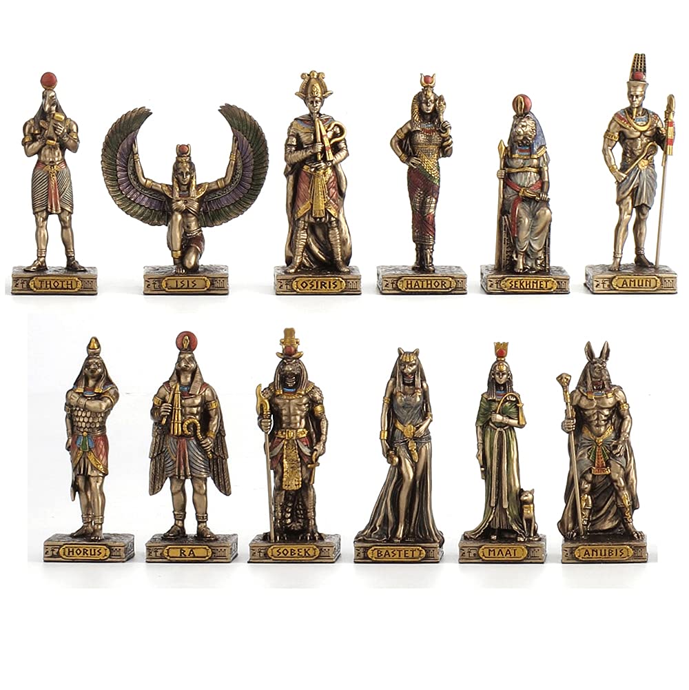 Unicorn Studio Veronese Design Egyptian Gods Resin Figurines Hand Painted Bronzed Statue