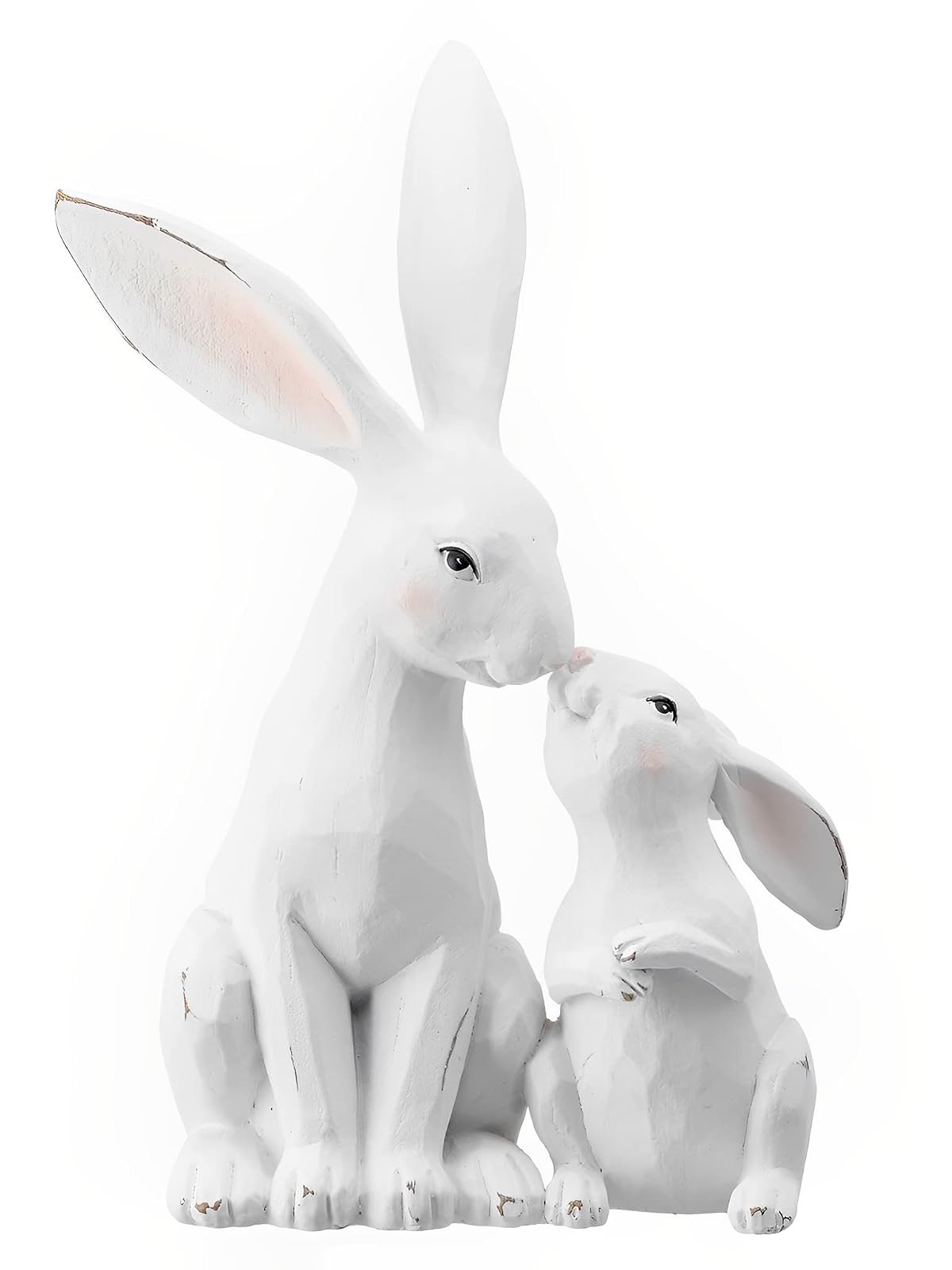Regency International Resin Bunny Kissing Baby, 10.5 Inches, White, Easter, Tabletop Decor