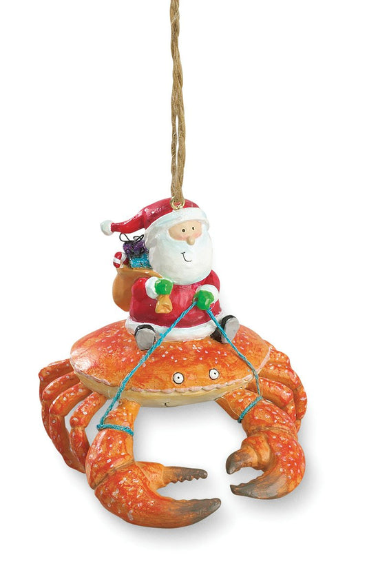 Cape Shore Beach Santa Riding Crab Claw Tiki Christmas Ornament