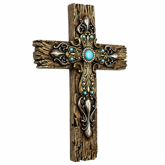 Comfy Hour 12 Inch Wall Cross for Home Decor, Rustic Religious Decor