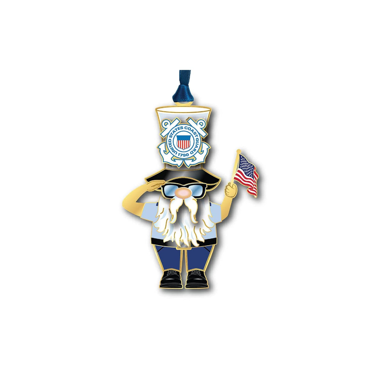 Beacon Design Hanging Ornament, 3.6" x 2.5", U.s. Coast Guard Gnome