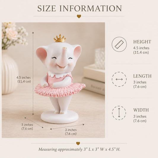 Comfy Hour 4.5 Inch Ballerina Elephant Figurine, Pink Cake Topper